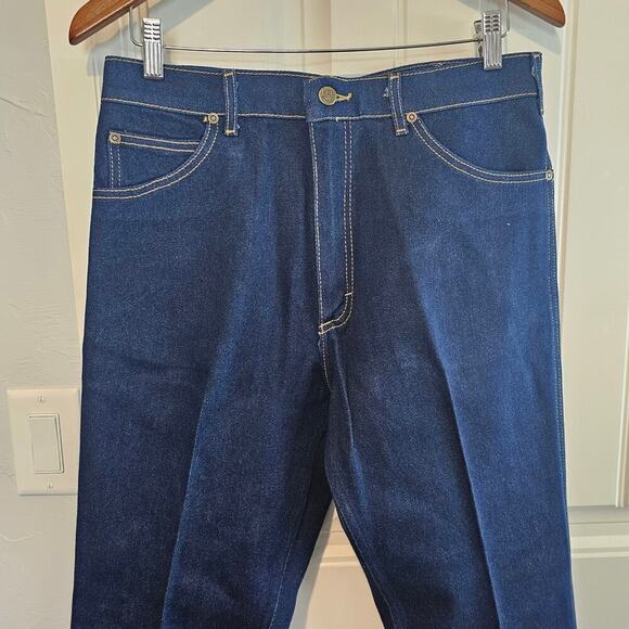 Vintage Lee Jeans Mens Size 34x36 80s Dark Wash High Rise Western Ranch Denim - Picture 3 of 11